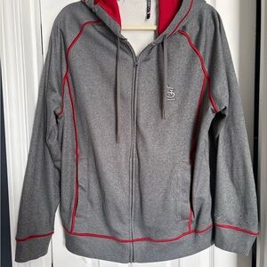 Gray and Red Zip-Up Hoodie